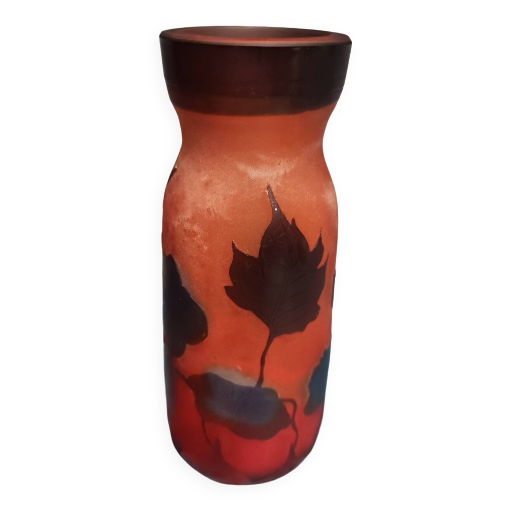 Acid-etched glass paste vase