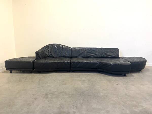 Canapé modulaire en cuir de mouton italien, design des années 1980
