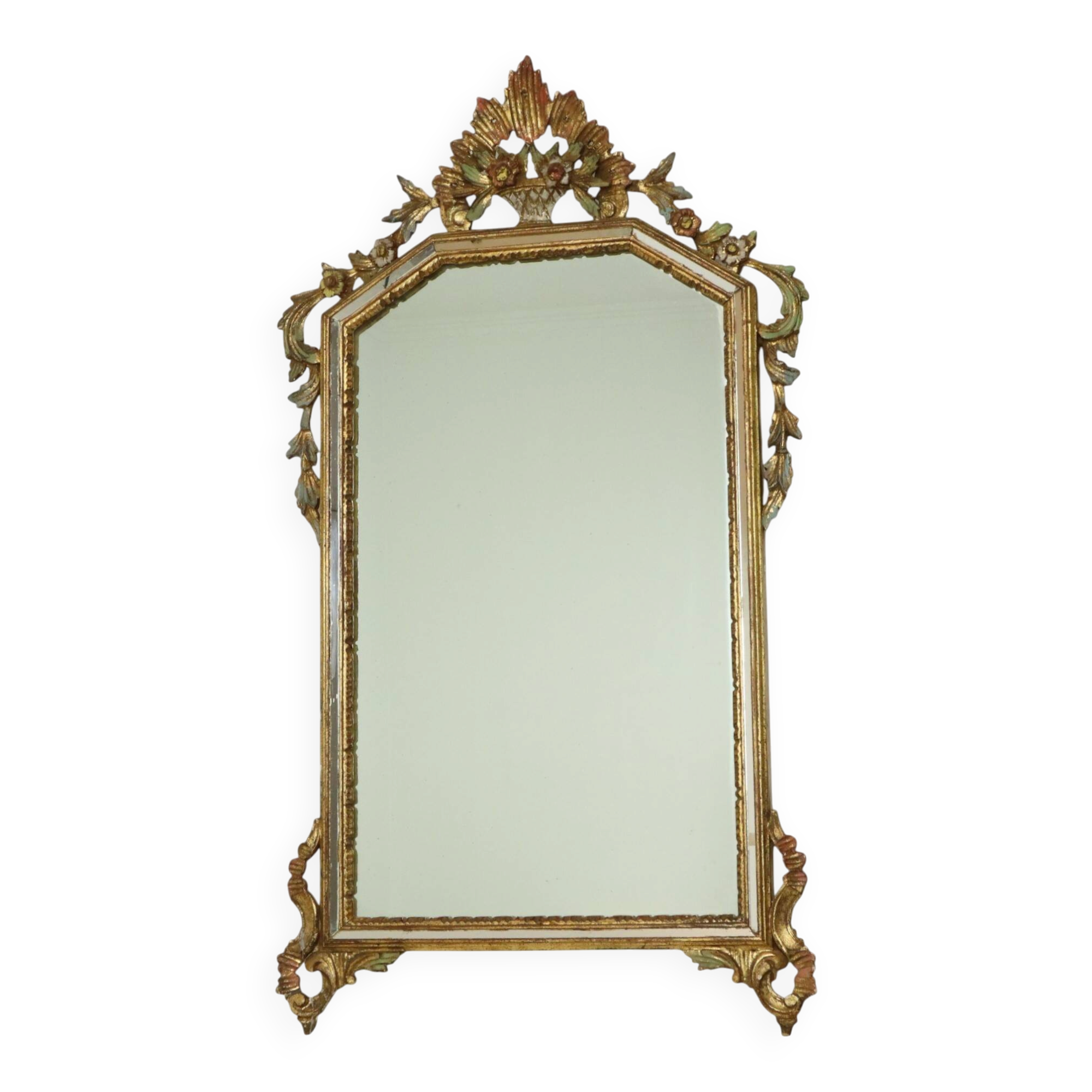 Classic Italian Gilt Crested Mirror by La Barge, 100 cm