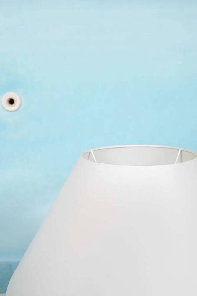 Bohemian table lamp from the 60s/70s, with textured natural tones.