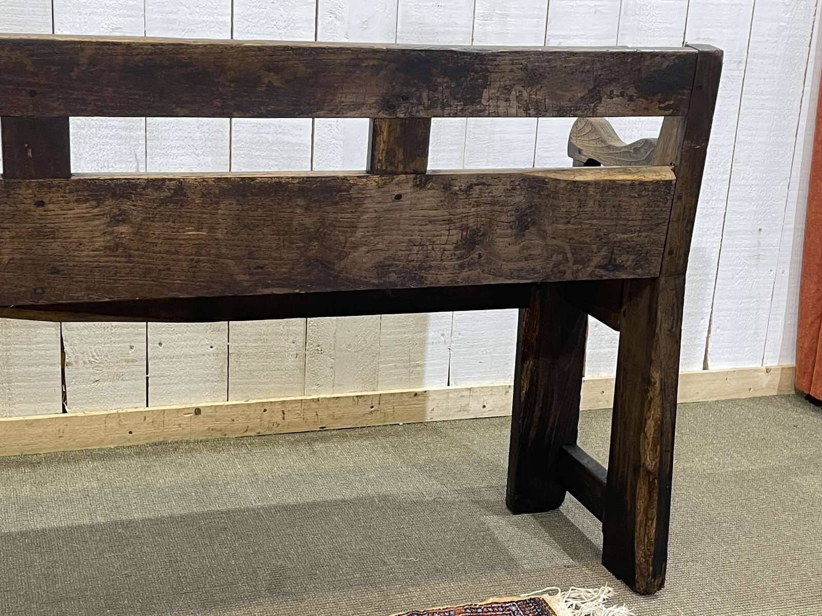 Rustic chestnut bench from the late 19th century.