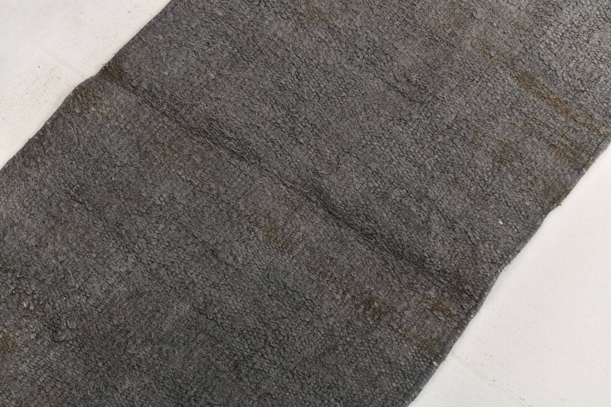 Tapis Kilim Ancien Runner – Laine Tissée Main, Tons Gris Anthracite, 60x254