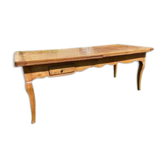 Table de ferme en merisier avec allonges style Louis XV