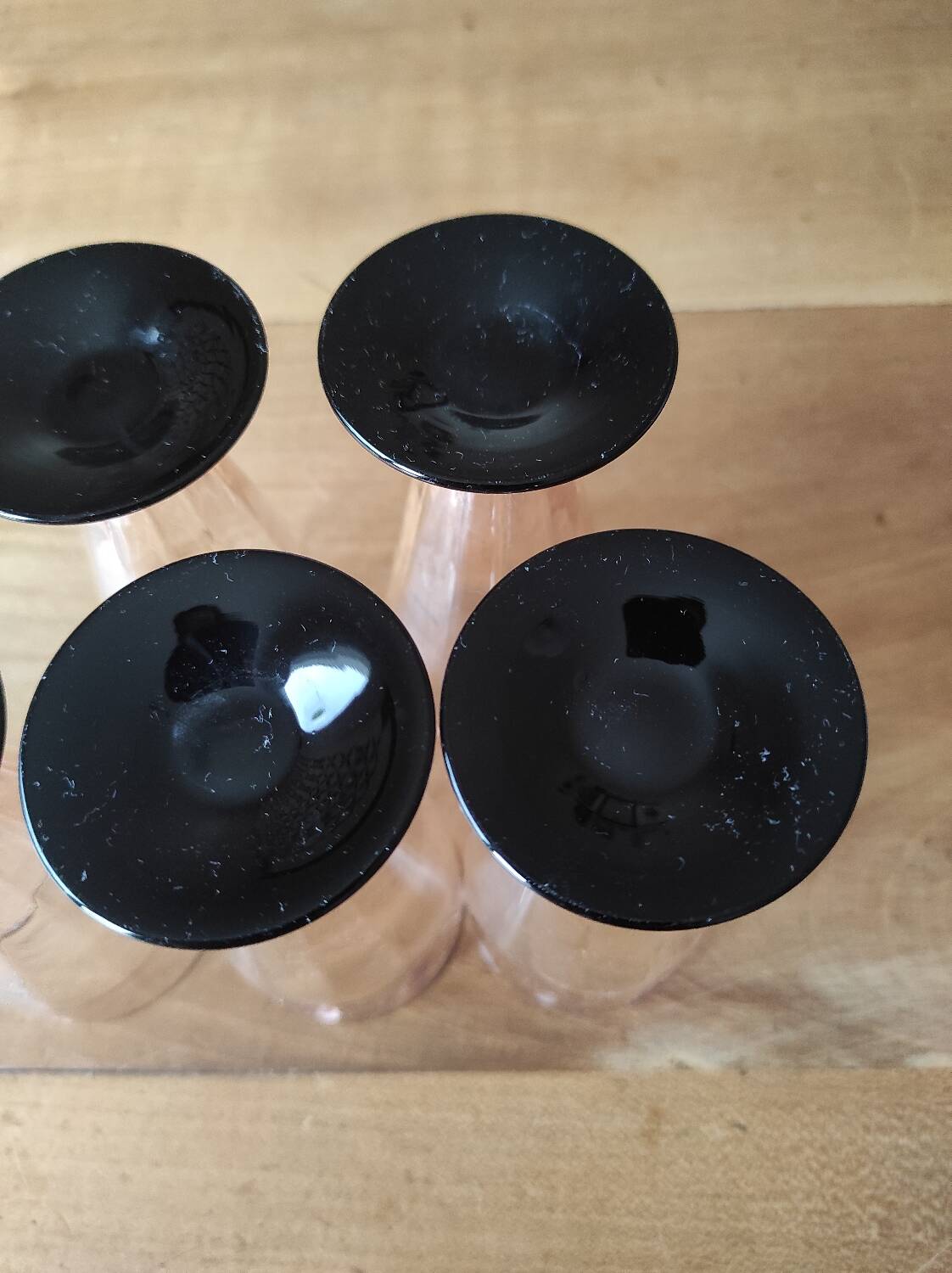 Set of 5 Art Deco flutes/liqueur glasses