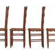 4 rush-seated chairs in rustic country style, handcrafted around 1970.