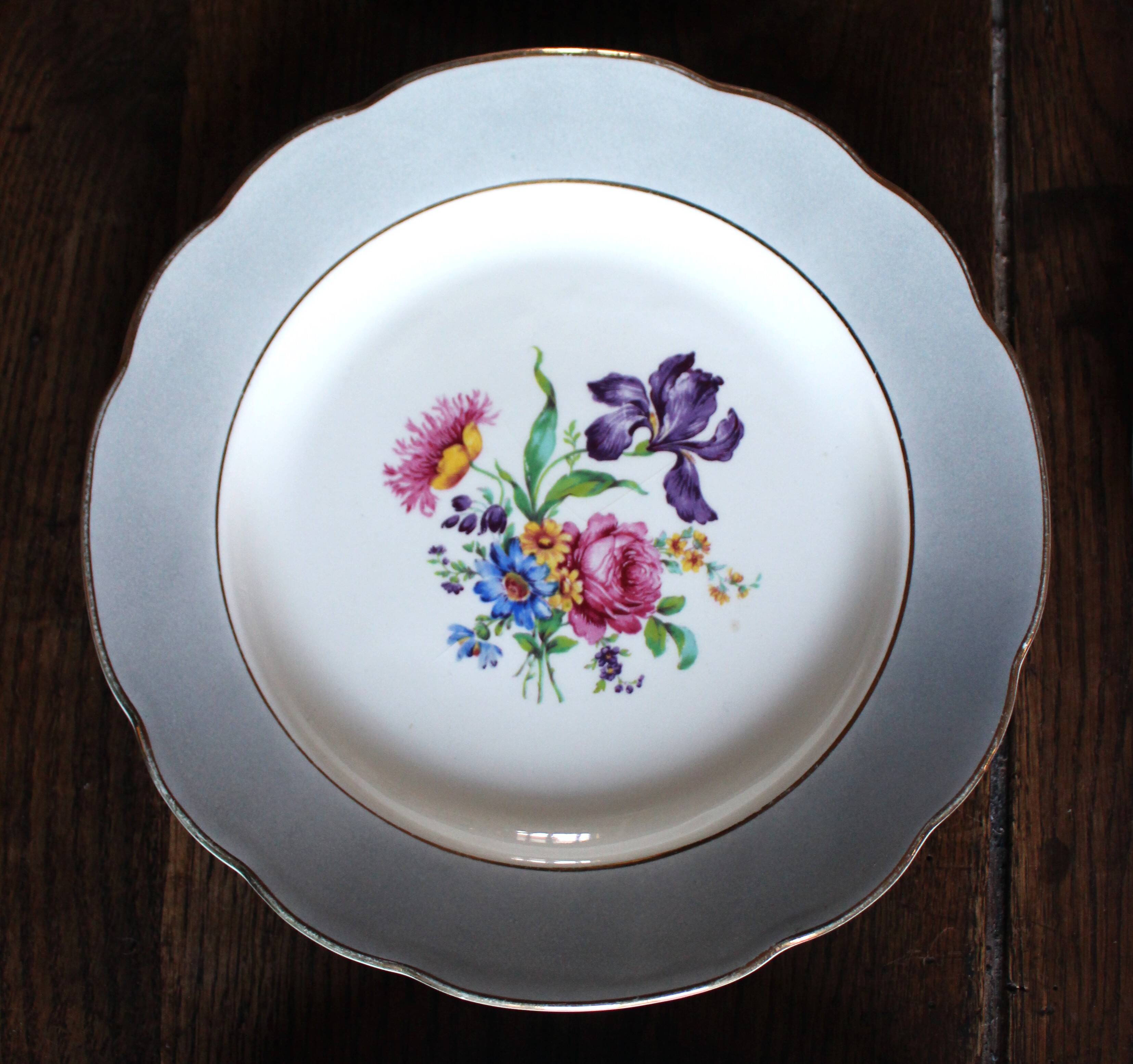 6 mismatched flat plates Marsac Canebière Fontanges Digoin Sarreguemines