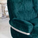 Fauteuil en velours vert "spage age" par Beka, 1970