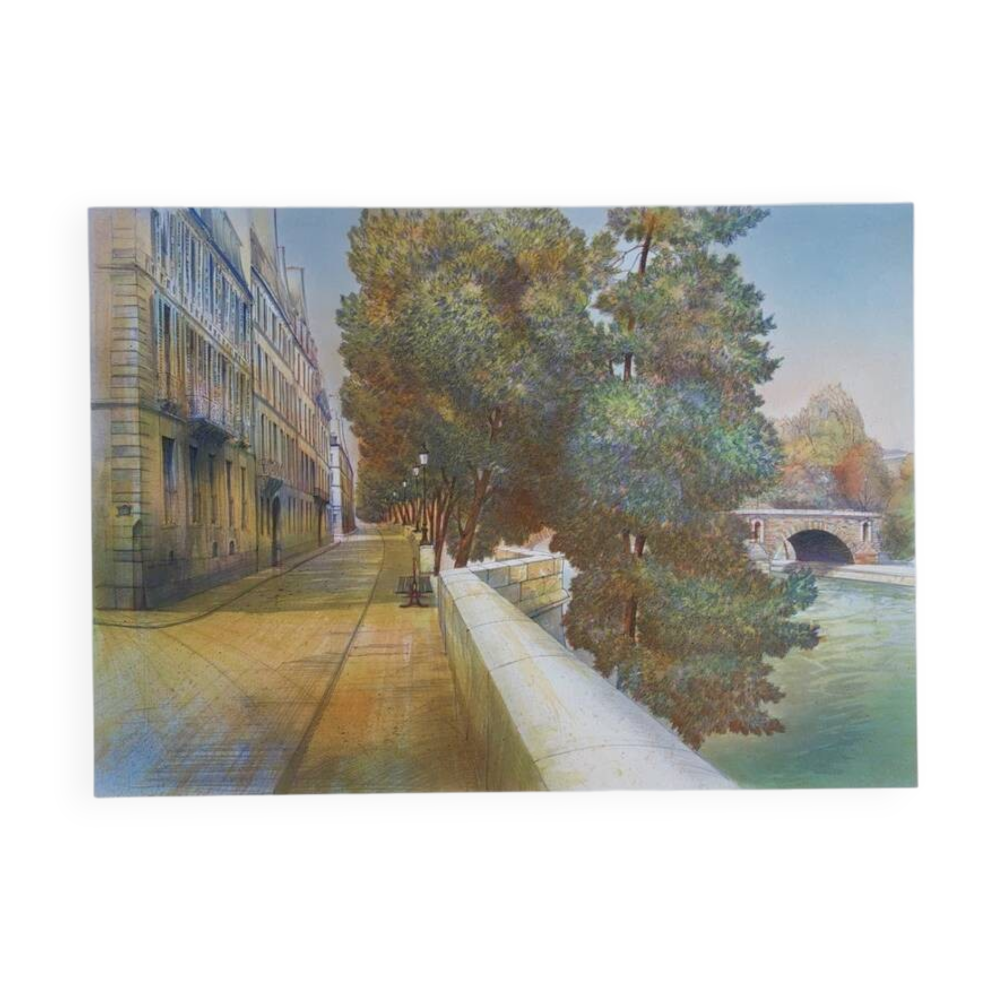 Rolf RAFFLEWSKI: Paris, Quai de Béthune, original signed lithograph
