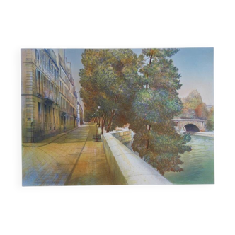 Rolf RAFFLEWSKI: Paris, Quai de Béthune, original signed lithograph