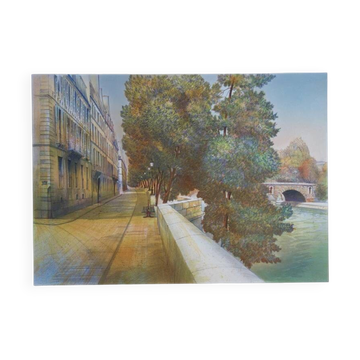 Rolf RAFFLEWSKI: Paris, Quai de Béthune, original signed lithograph
