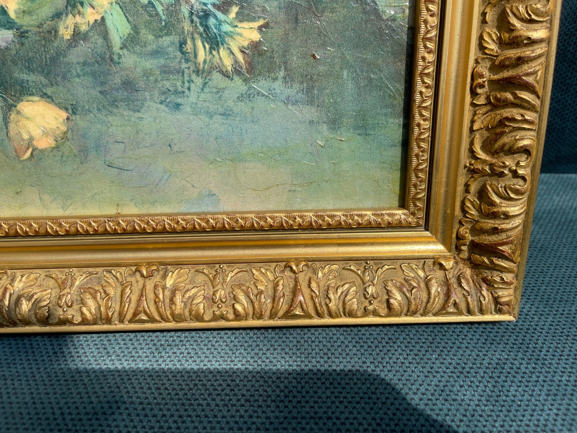 Oil painting on canvas bouquet of flowers g. dance