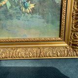 Tableau huile sur toile bouquet de fleurs g. danset