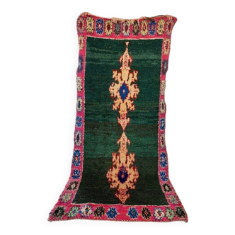 Berber boucharouite rug in emerald green