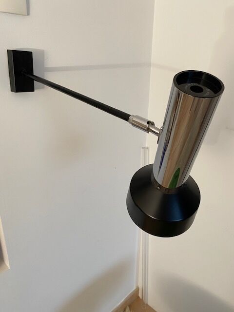 Chrome stem wall lamp from the 70s