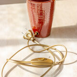 Earthenware pot lamp and lampshade with punch needle wave pattern