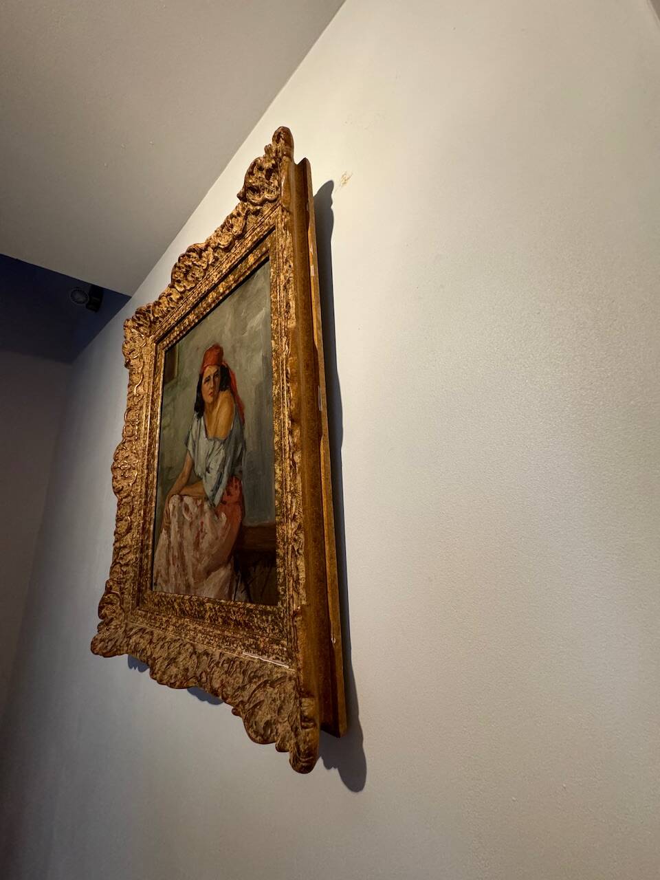 Old painting, portrait of a gypsy woman, signed Yves Diey, 20th century