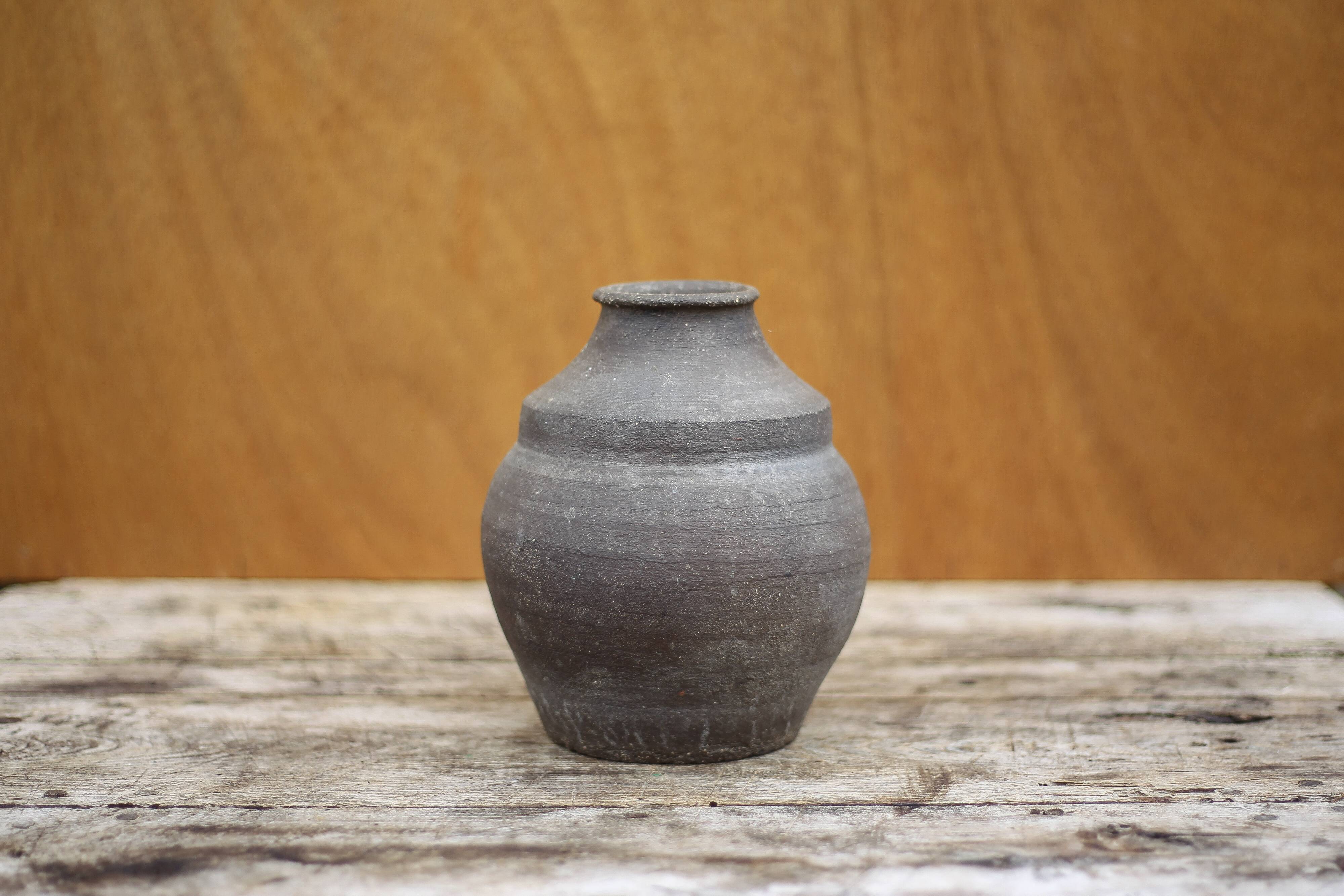 Vintage clay vase, minimalist vase, brutalist vase, collection, pottery