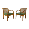 Fauteuils art déco en rotin des années 1940, set of 2