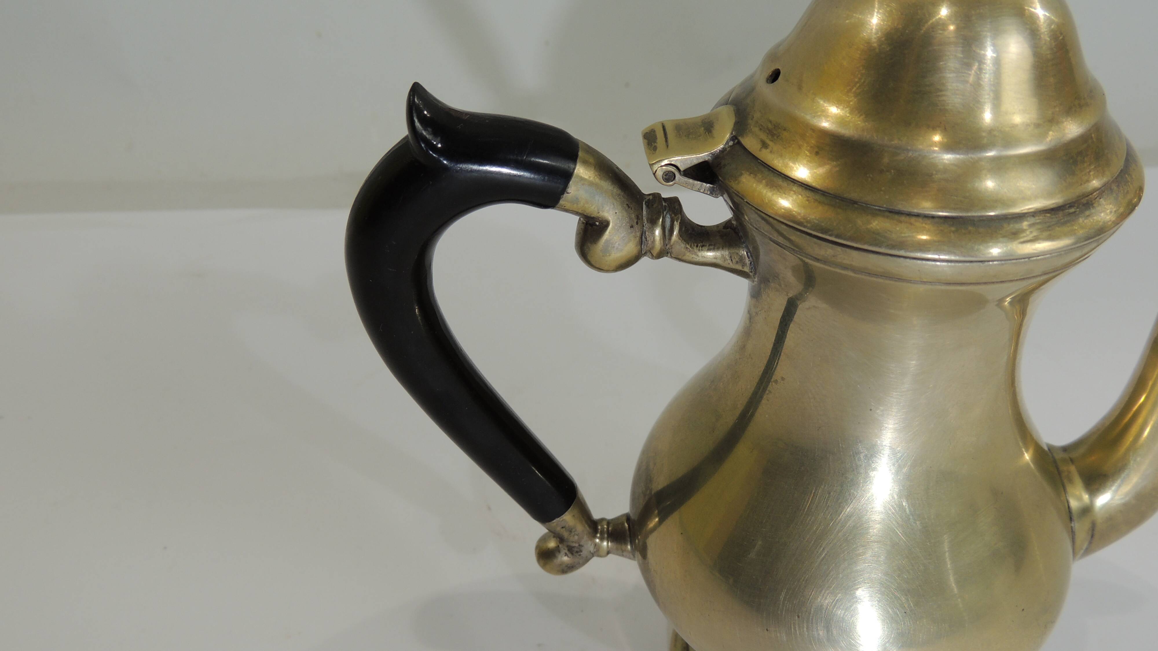 Solid brass teapot, vintage French / 20th century