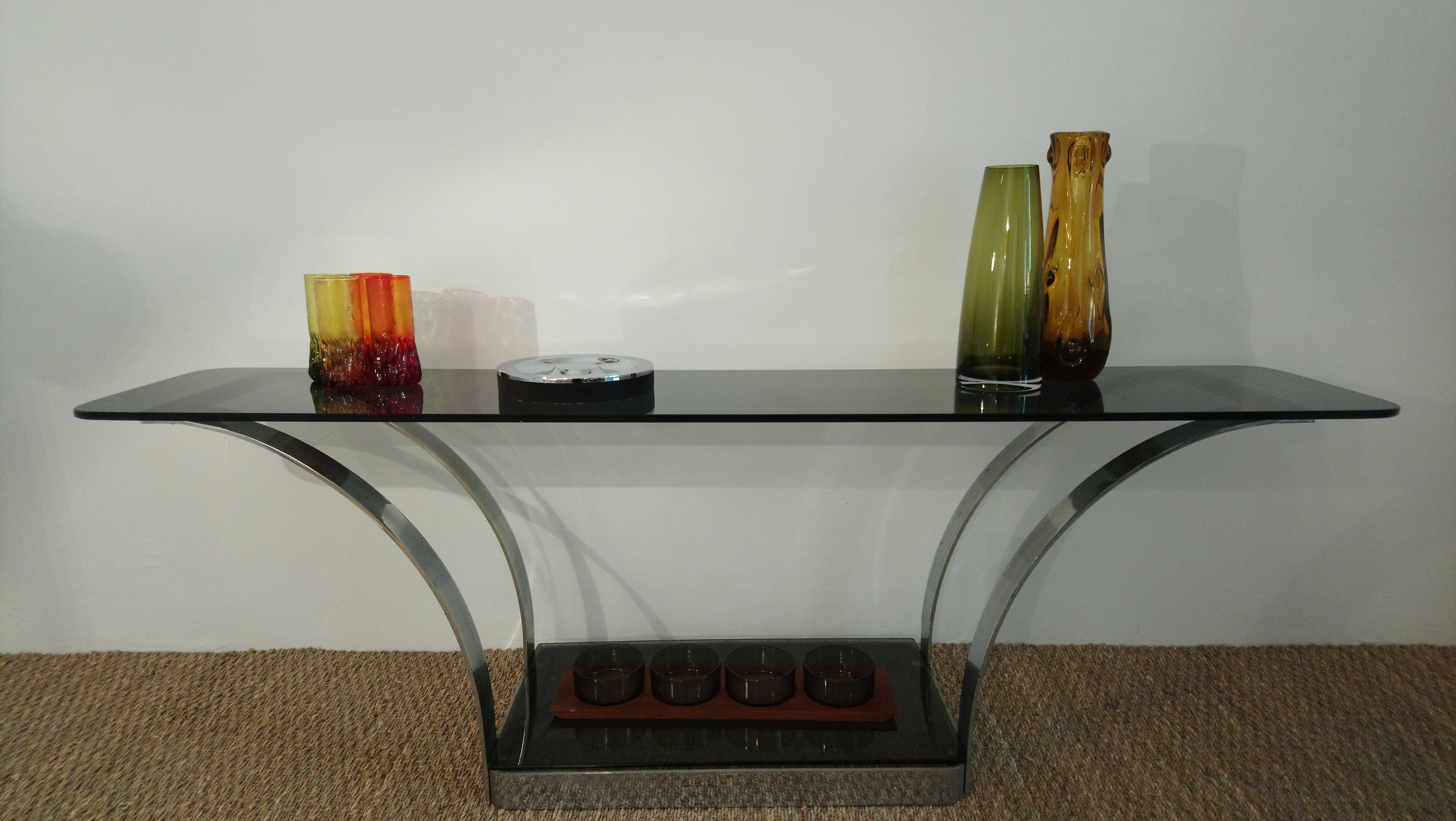 Console glass and chrome 70 years