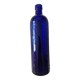 Vintage cobalt blue bottle 80's floral decoration garlands in relief
