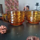 Set of 4 Vereco amber glass cups