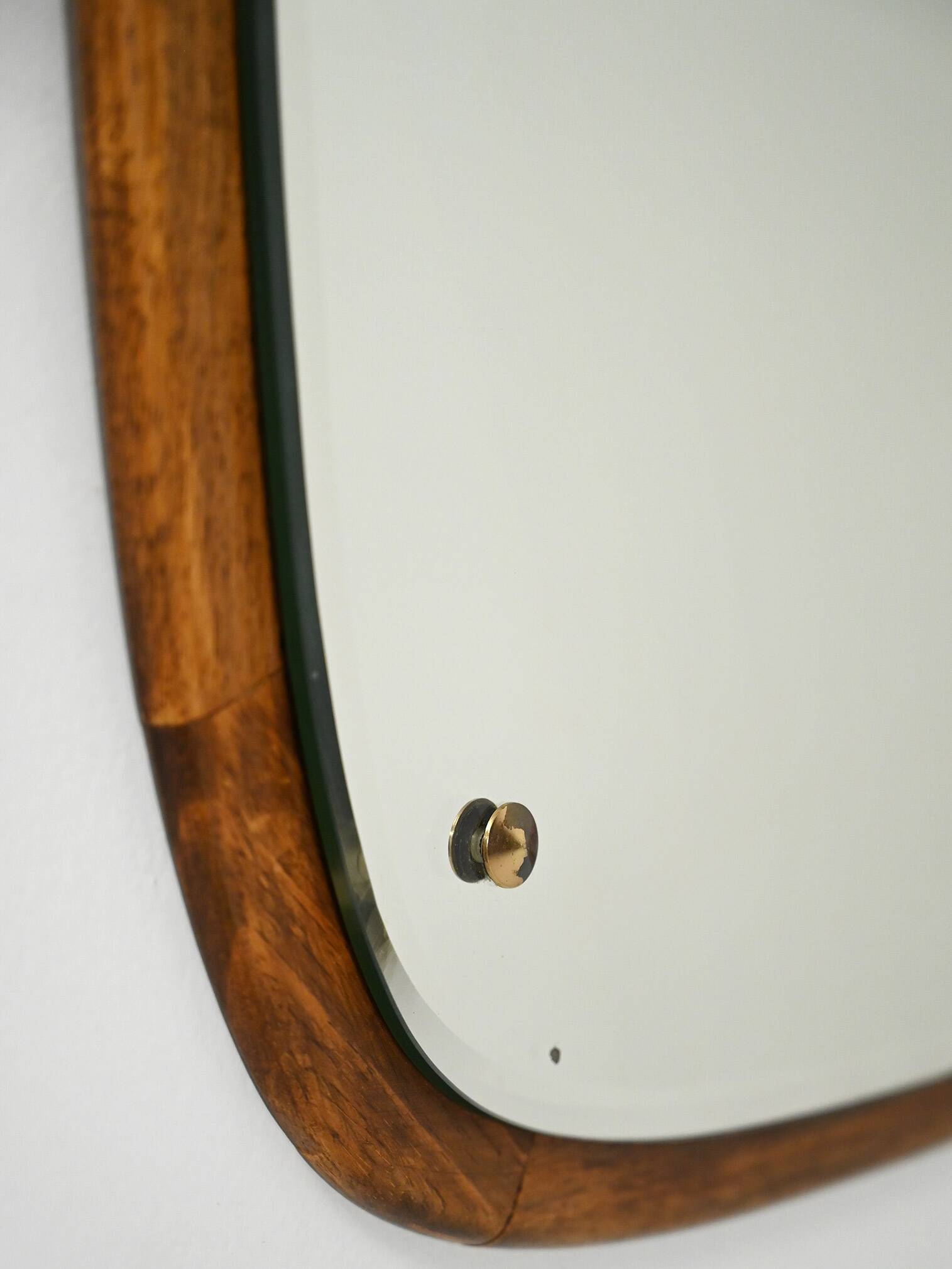 1960s Scandinavian oval mirror in oak