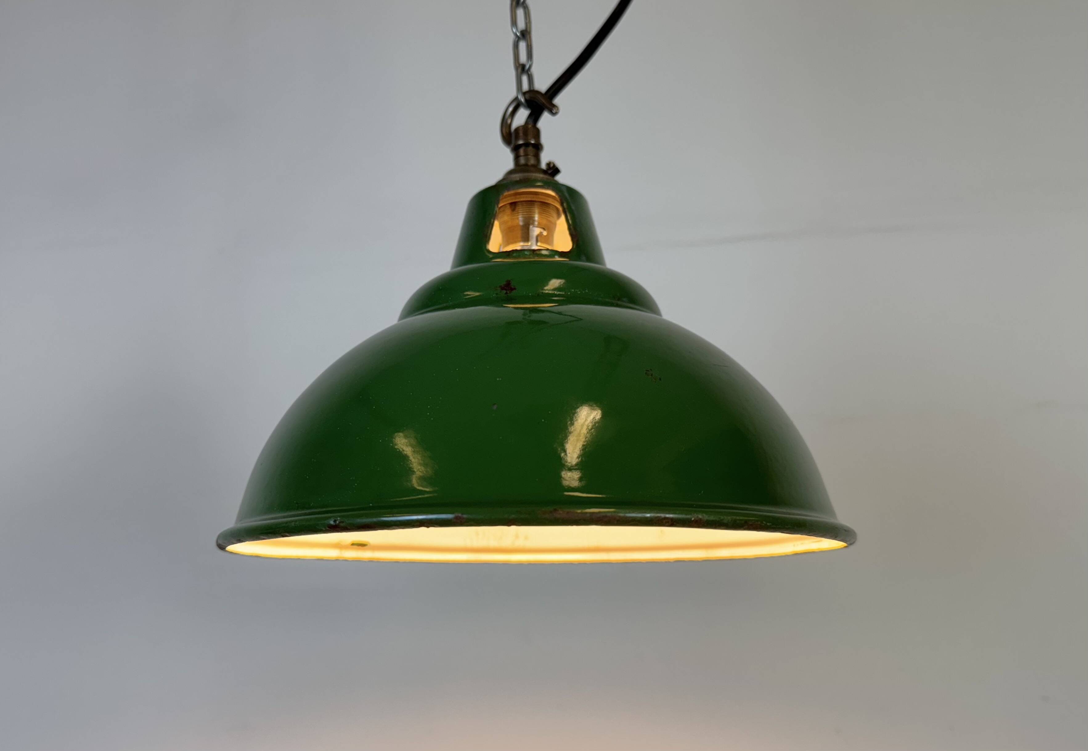 Industrial Green Enamel Factory Pendant Lamp from Maxlume, 1960s