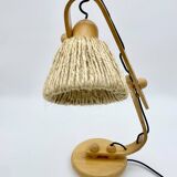 Lampe articulée en bois et corde, années 70