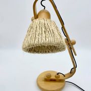 Articulated lamp in wood and rope, 1970s