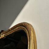 Large gilded mirror 19th century rounded corners mercury glass Louis XVI style
