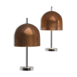 A pair of 1970s table lamps featuring mushroom-shaped shades