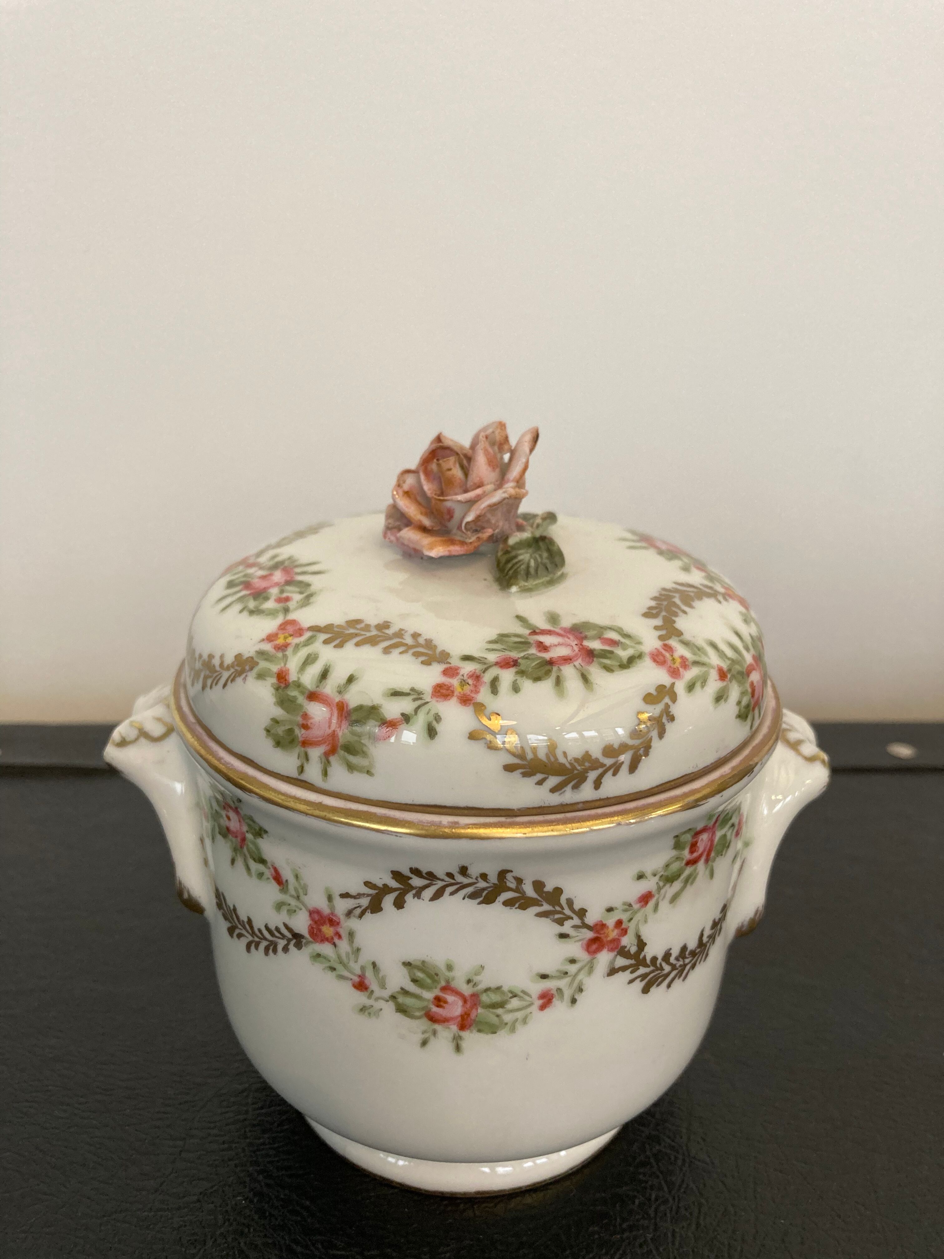 Louis XVI style Chamart Limoges porcelain sugar bowl