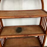 Library in burr rattan wicker natural bamboo old 1950