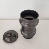 Covered pot on shower foot in black glazed chamotte terracotta Jean Marais