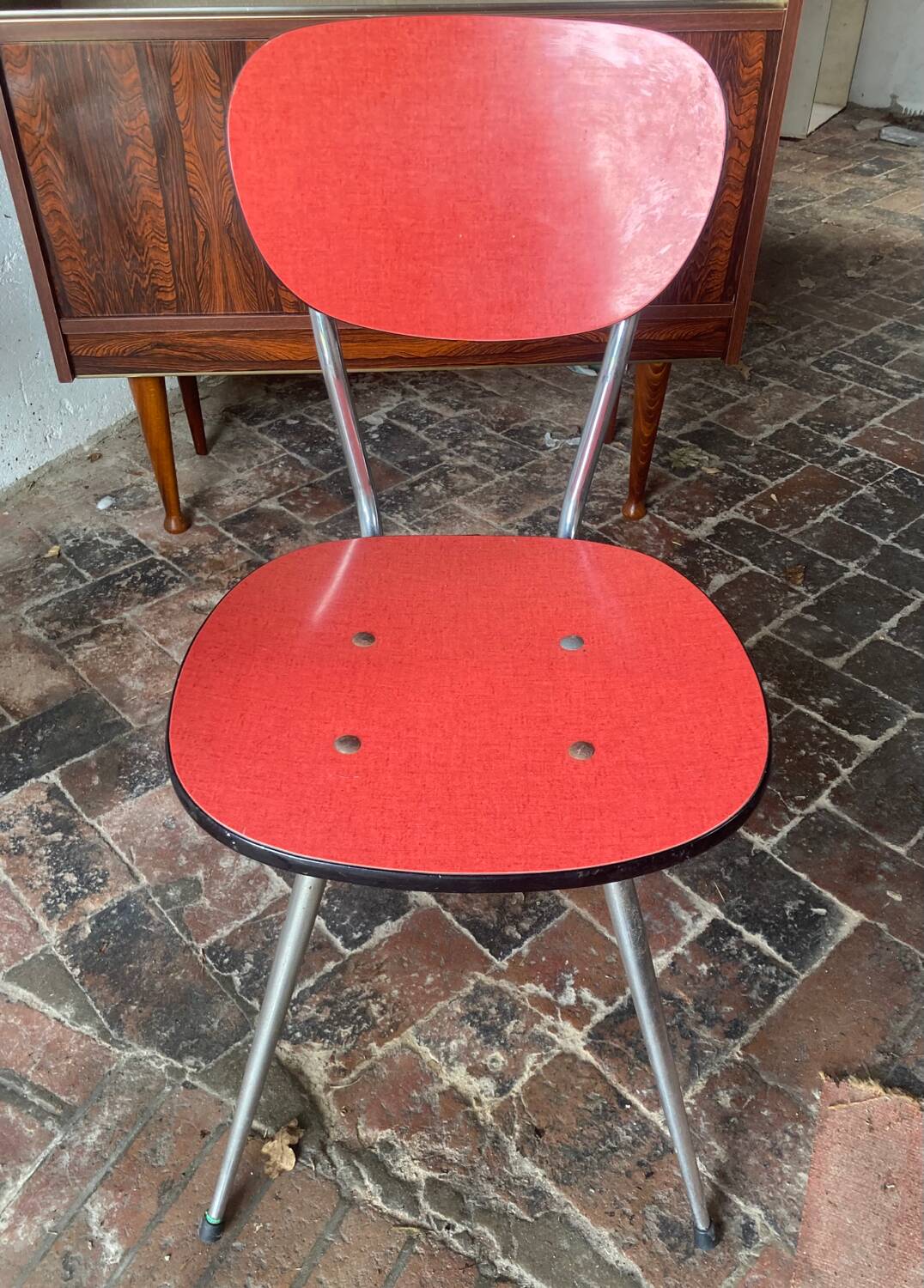 Red formica chairs