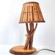 Vintage lamp wood & rattan 1950