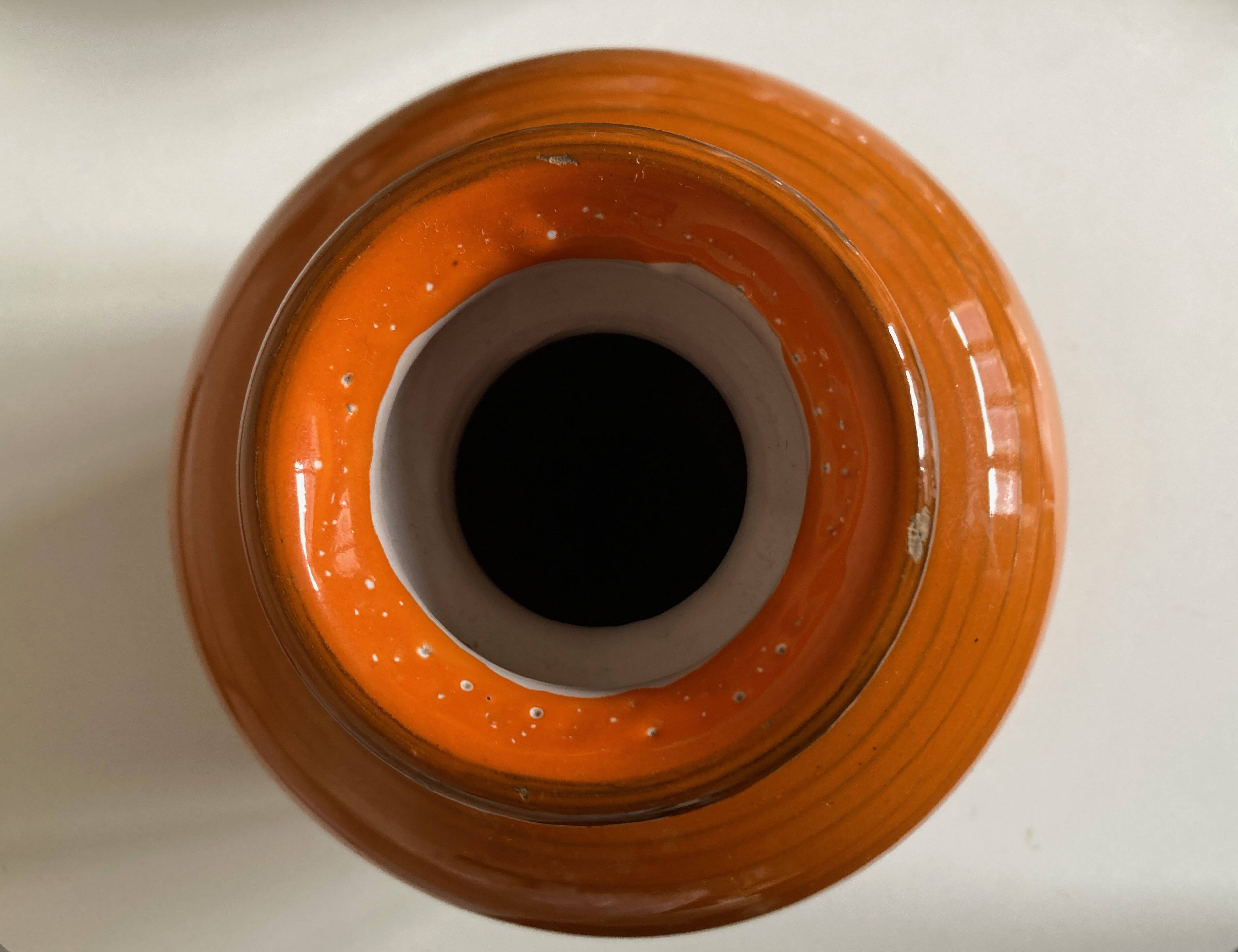 XXXL vase of orange ceramic Italian design 1970