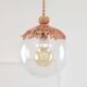 Art Deco Italian Pink Fabric and Brass Globe Pendant Lamp