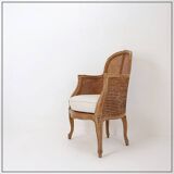 Louis XV style carved armchair with double sided cane work on the side panels