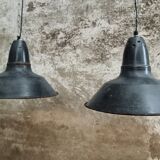 Set old enamel lamps factory lamps blue black