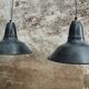 2 lampes émaillées d’usine bleu noir