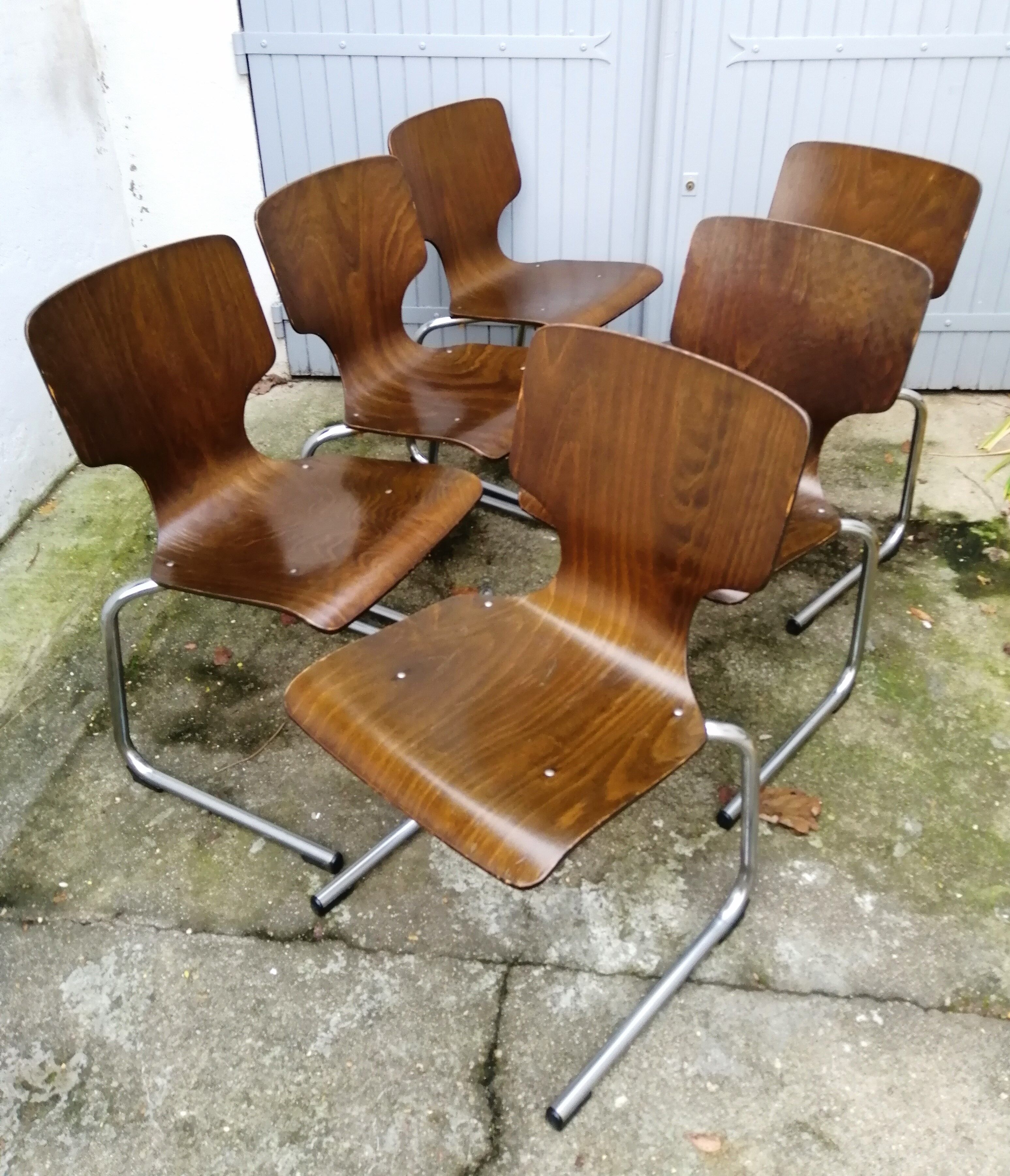 Suite of 6 chairs by Elmar Flàtotto for Pagholz 70s