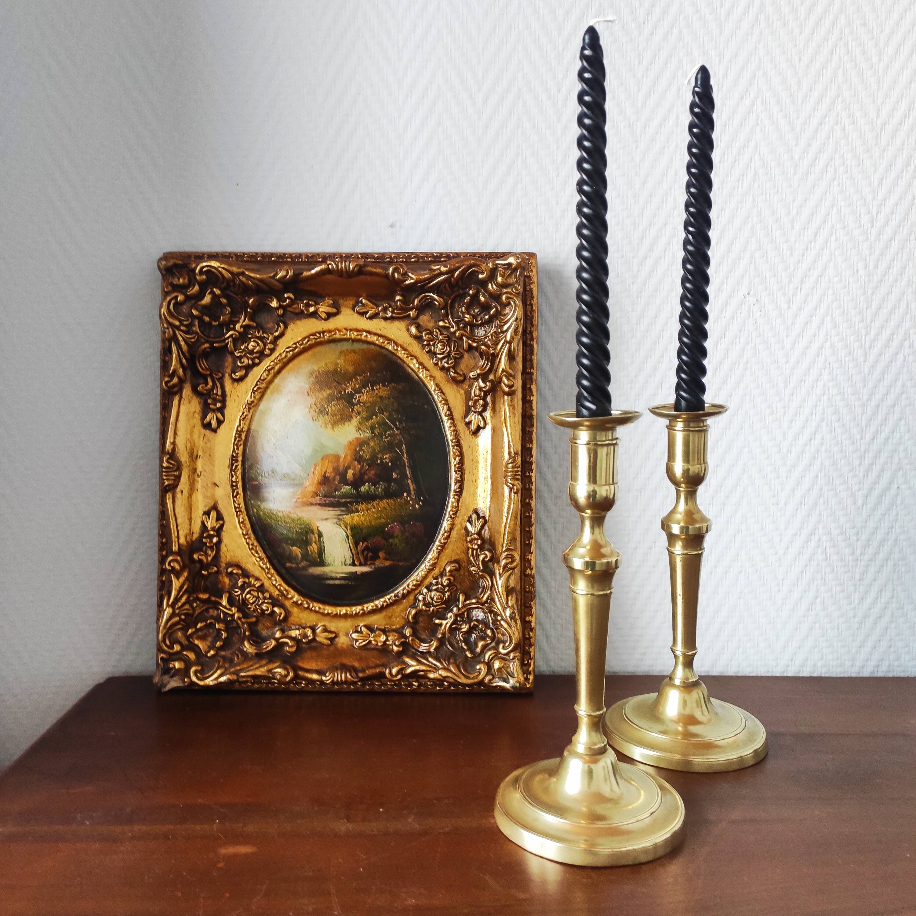 Pair of vintage solid brass candlesticks