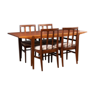 Retro 1960s Plank Top 'Surfboard' Dining Table & 4 Chairs By John Herbert for Younger