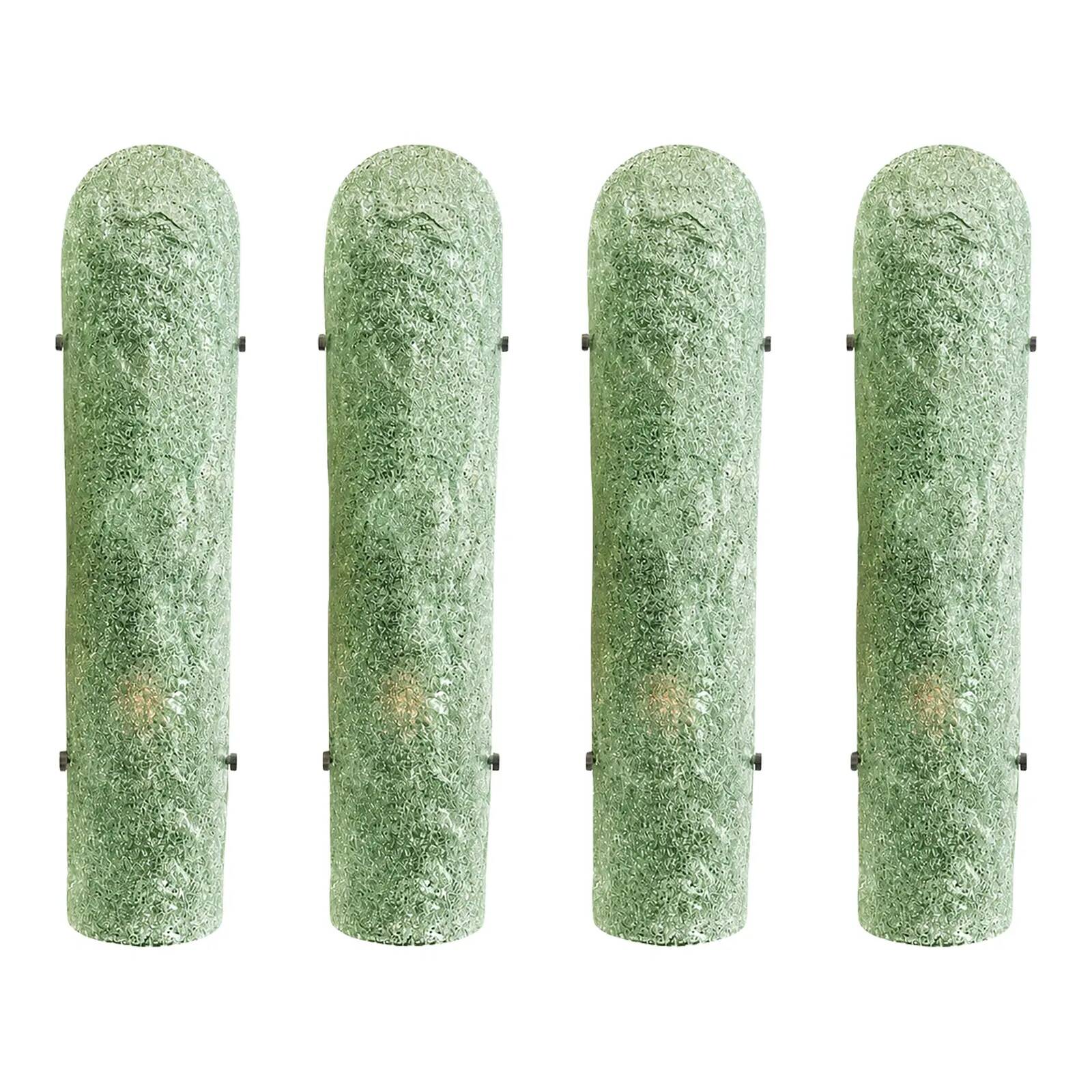 Impressive Hammered Green "Graniglia" Murano Glass Wall Sconces Set of 4 by