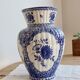 Vintage faience large vase - Blue and white Delft style - Floral decoration