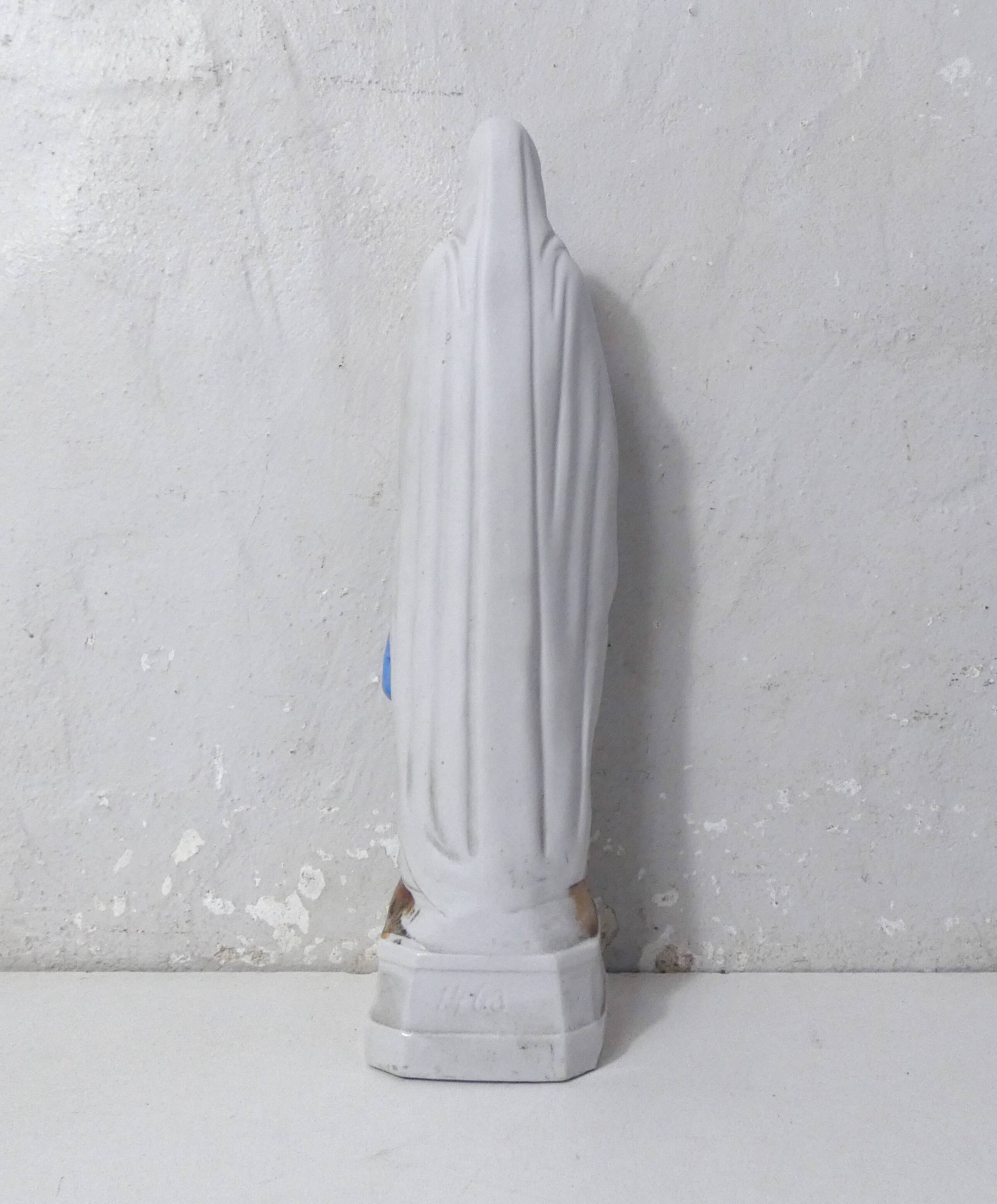 Antique Virgin Mary biscuit statue, 19th century