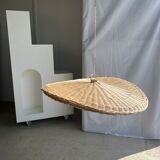 Rattan suspension or shade in the shape of a braided undulating circular tray d:80