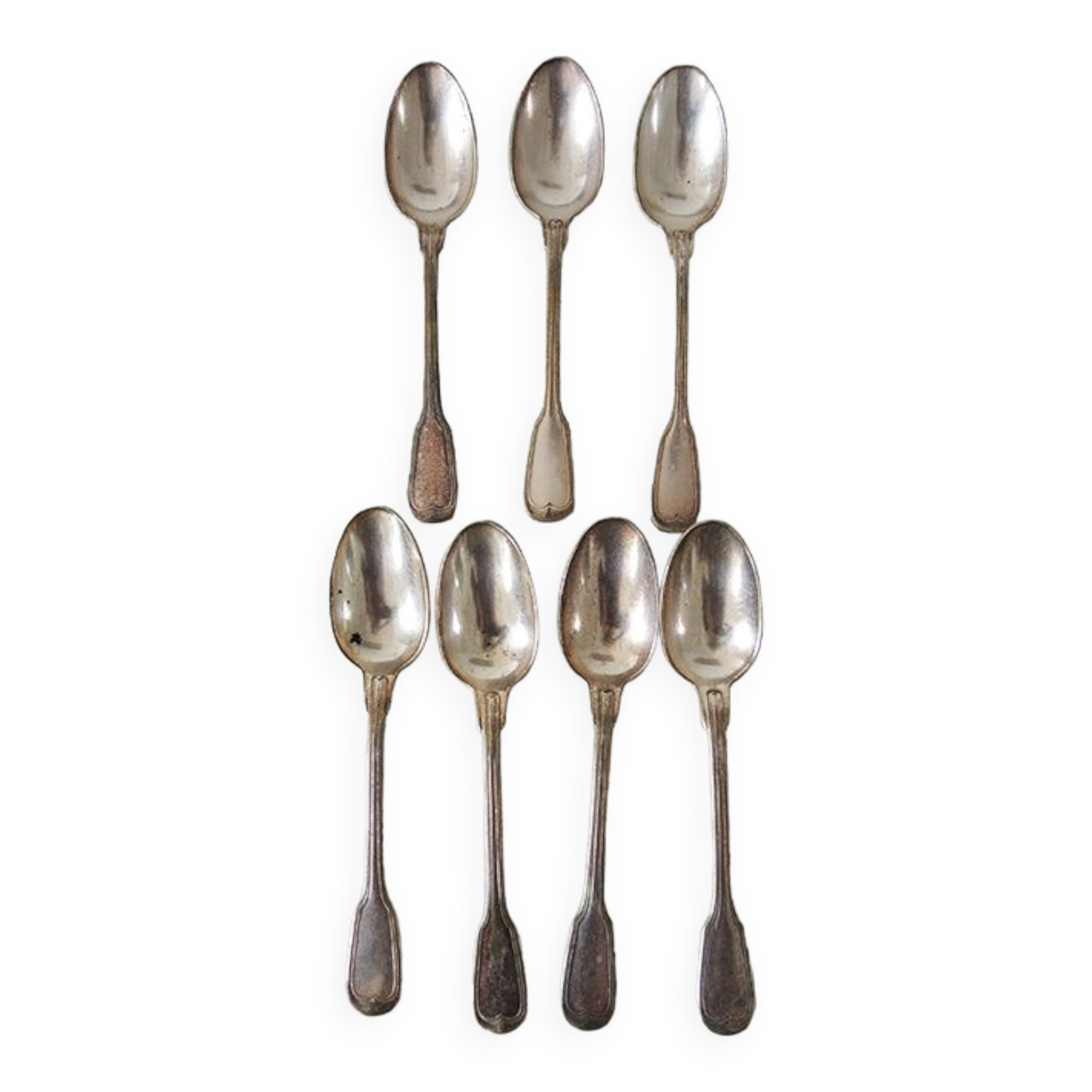 7 Old Assorted Teaspoons in Silver Metal